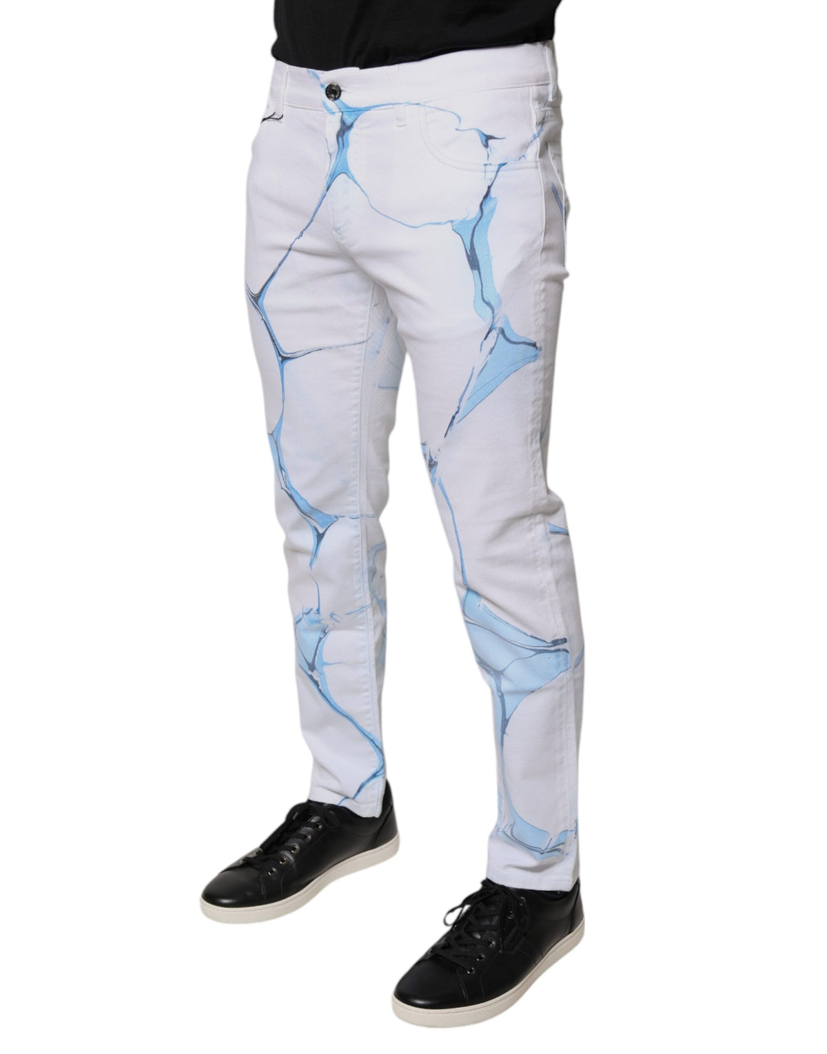 Jeans skinny en coton stretch blanc et bleu de Dolce &amp; Gabbana