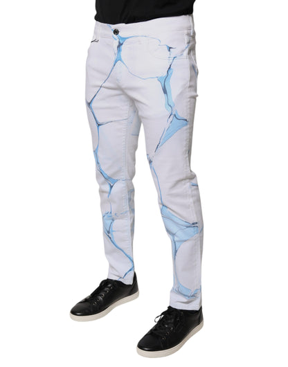 Jeans skinny en coton stretch blanc et bleu de Dolce & Gabbana