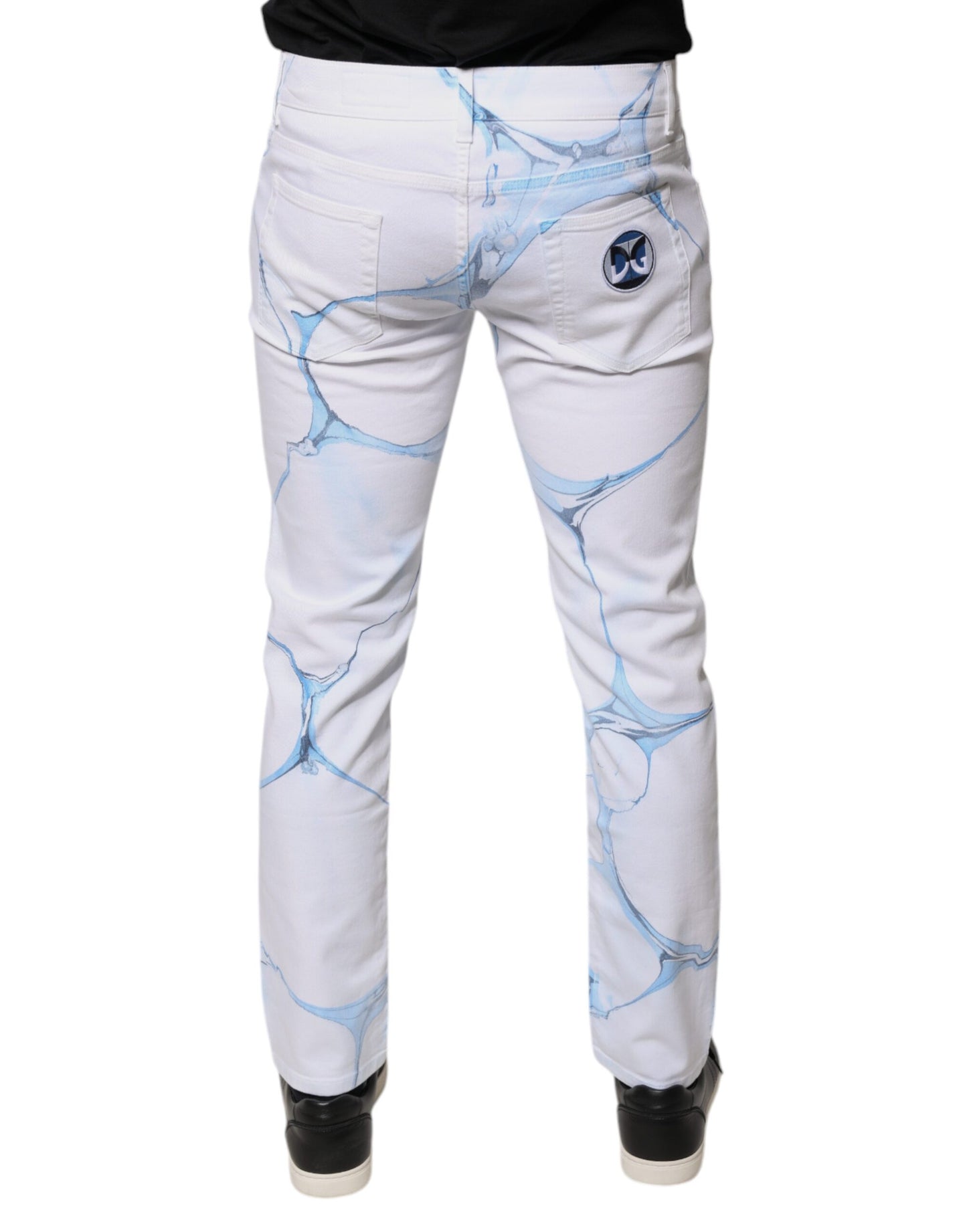 Jeans skinny en coton stretch blanc et bleu de Dolce & Gabbana