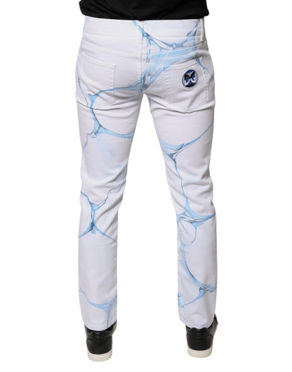 Jeans skinny en coton stretch blanc et bleu de Dolce & Gabbana