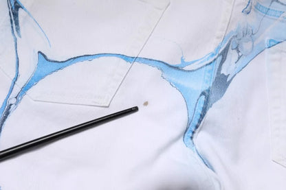 Jeans skinny en coton stretch blanc et bleu de Dolce & Gabbana