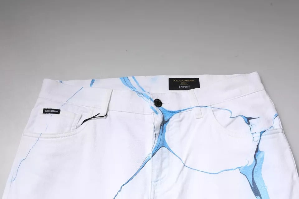 Jeans skinny en coton stretch blanc et bleu de Dolce & Gabbana