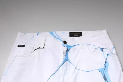 Jeans skinny en coton stretch blanc et bleu de Dolce & Gabbana