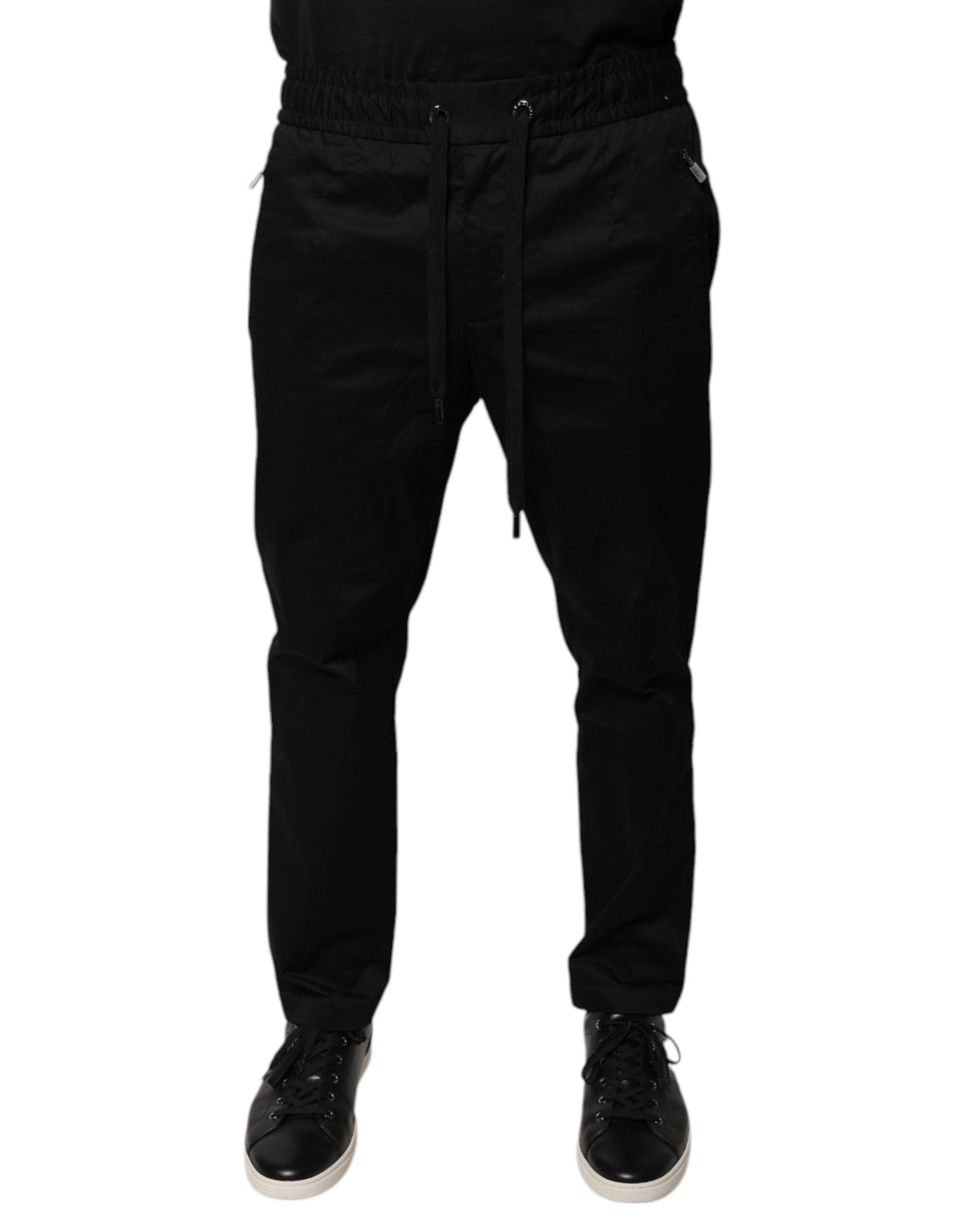 Dolce & Gabbana zwarte, strakke sweatpants van stretch katoen.