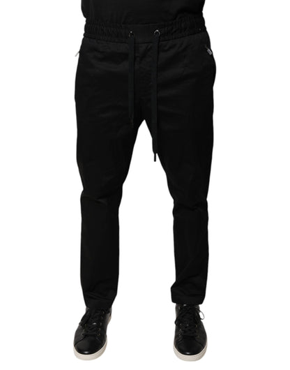 Dolce & Gabbana zwarte, strakke sweatpants van stretch katoen.