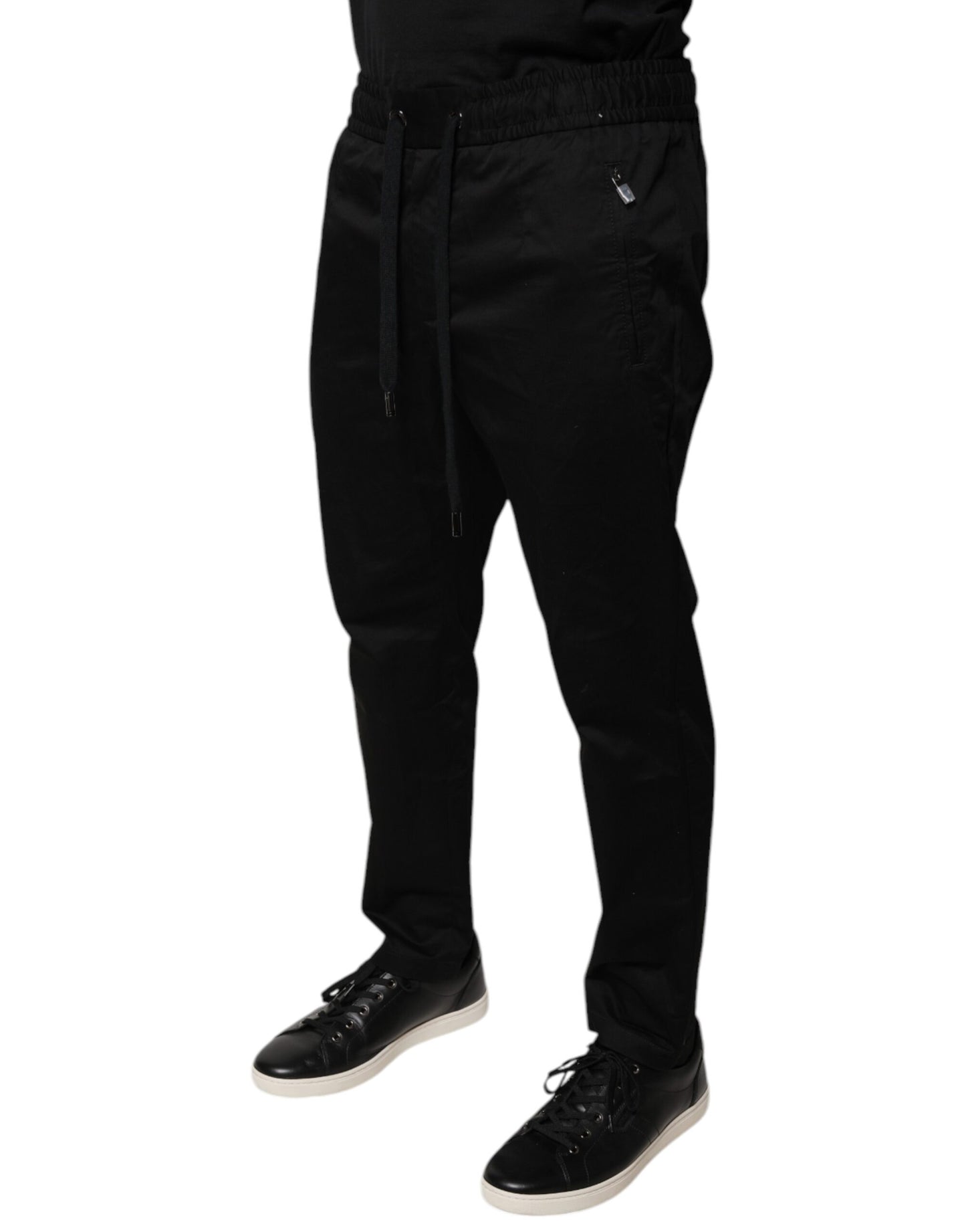 Dolce & Gabbana zwarte, strakke sweatpants van stretch katoen.