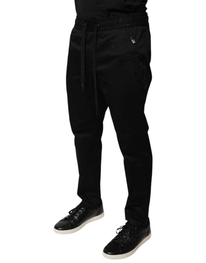 Dolce & Gabbana zwarte, strakke sweatpants van stretch katoen.