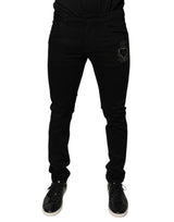 Jeans skinny en coton noir à logo DG Crown de Dolce &amp; Gabbana