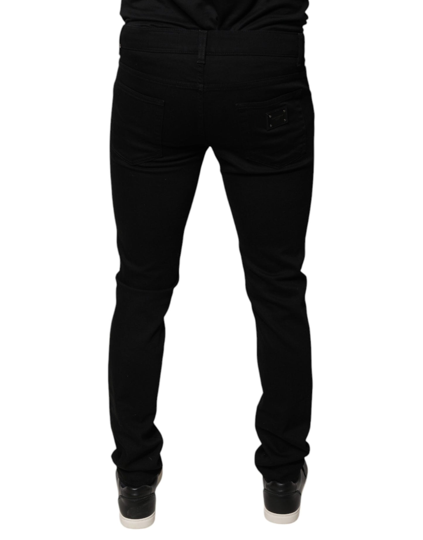 Dolce & Gabbana Zwarte Skinny Denim Jeans van Katoen met DG Crown Logo