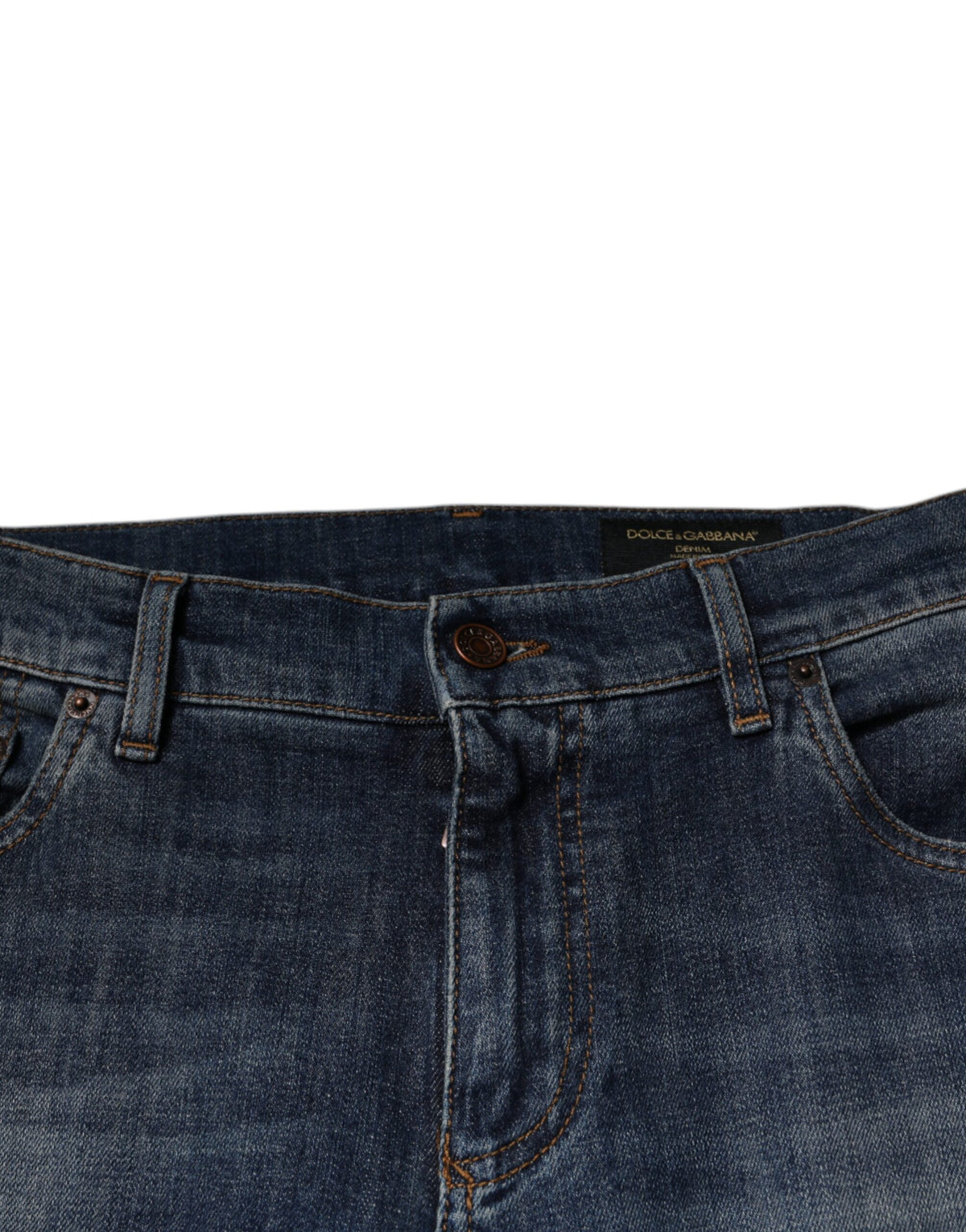 Jeans skinny en coton bleu Dolce &amp; Gabbana avec logo DG Crown.