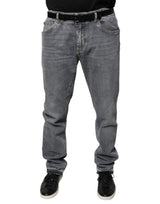 Jeans skinny en coton extensible gris avec logo Dolce &amp; Gabbana