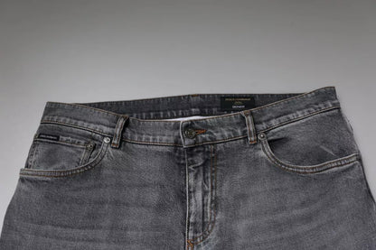 Dolce & Gabbana grijze, strakke spijkerbroek van stretch katoen met logo