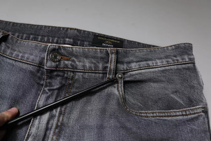 Dolce & Gabbana grijze, strakke spijkerbroek van stretch katoen met logo