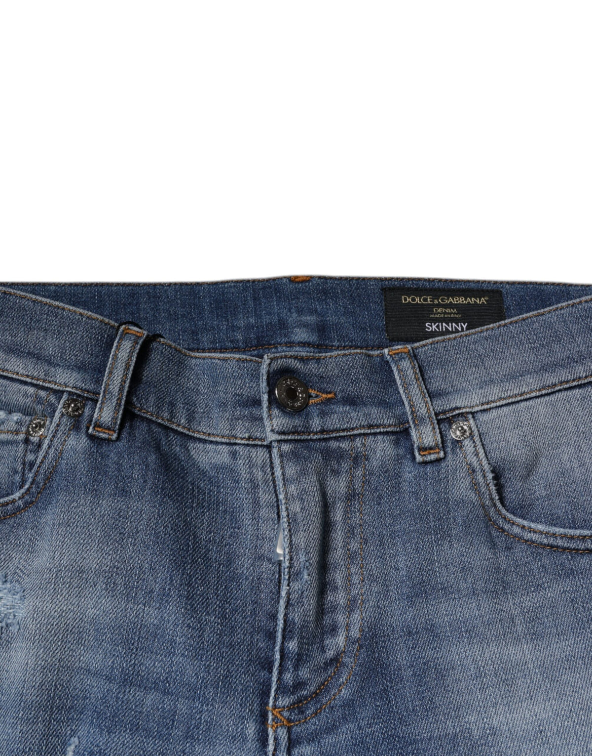 Jeans skinny en coton stretch bleu délavé Dolce &amp; Gabbana
