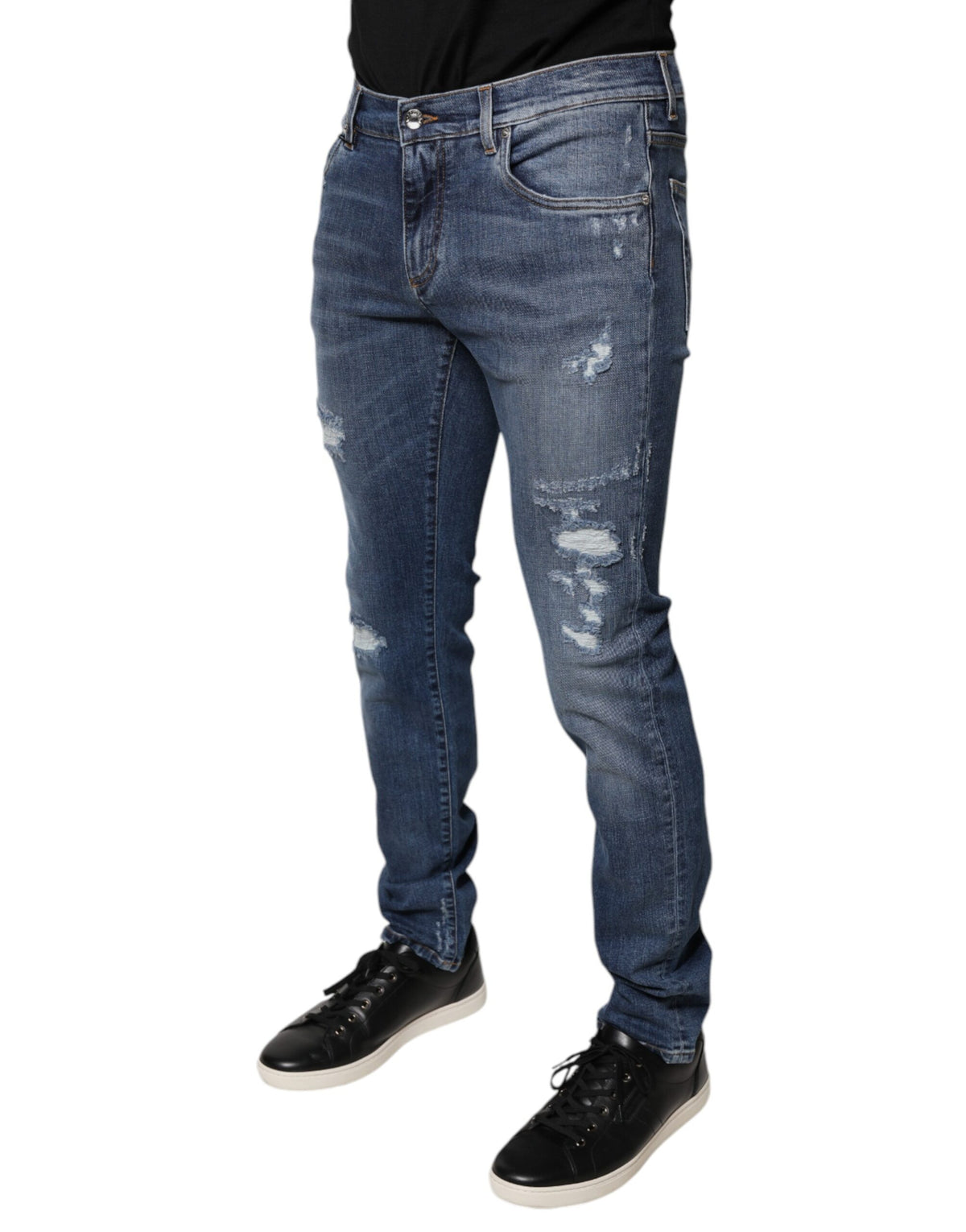Jeans skinny en coton stretch bleu délavé Dolce &amp; Gabbana