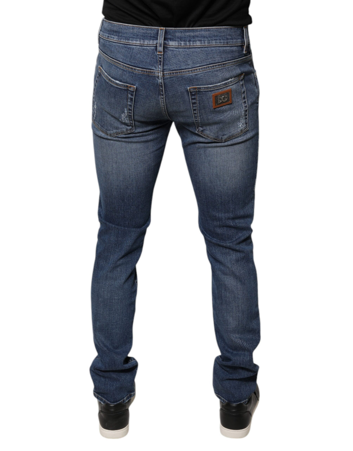 Jeans skinny en coton stretch bleu délavé Dolce &amp; Gabbana