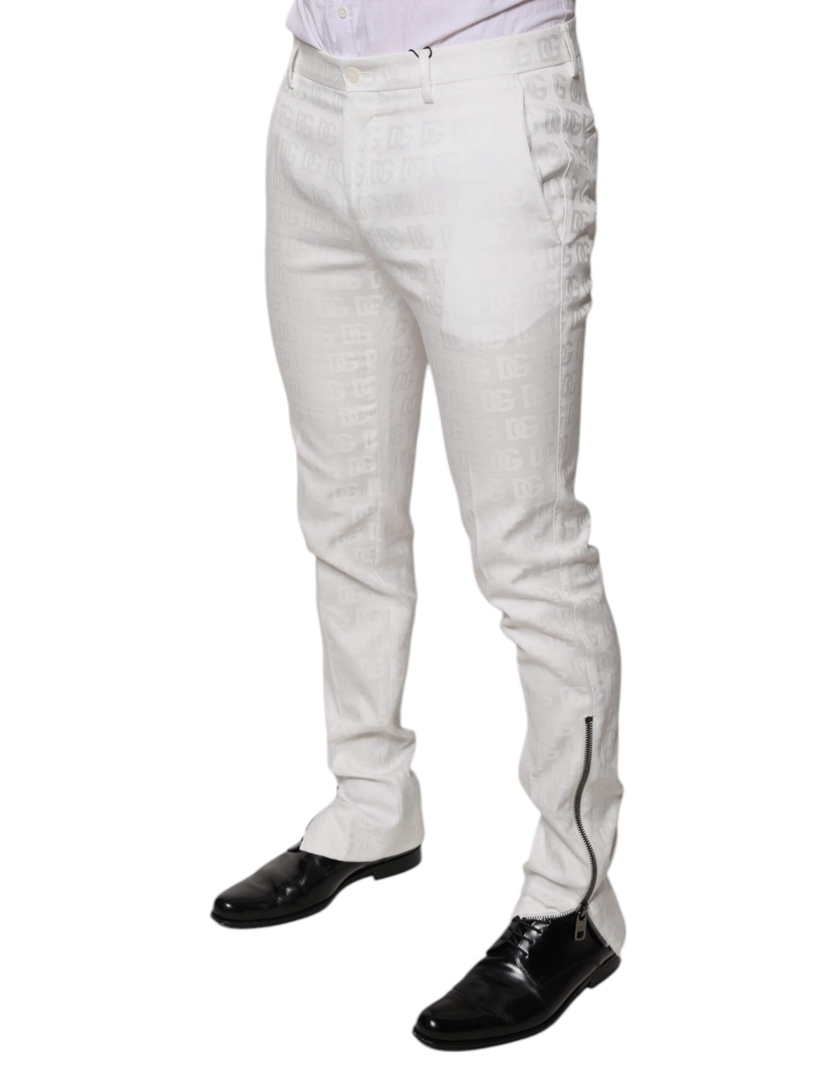 Pantalon tailleur droit blanc en coton de Dolce &amp; Gabbana