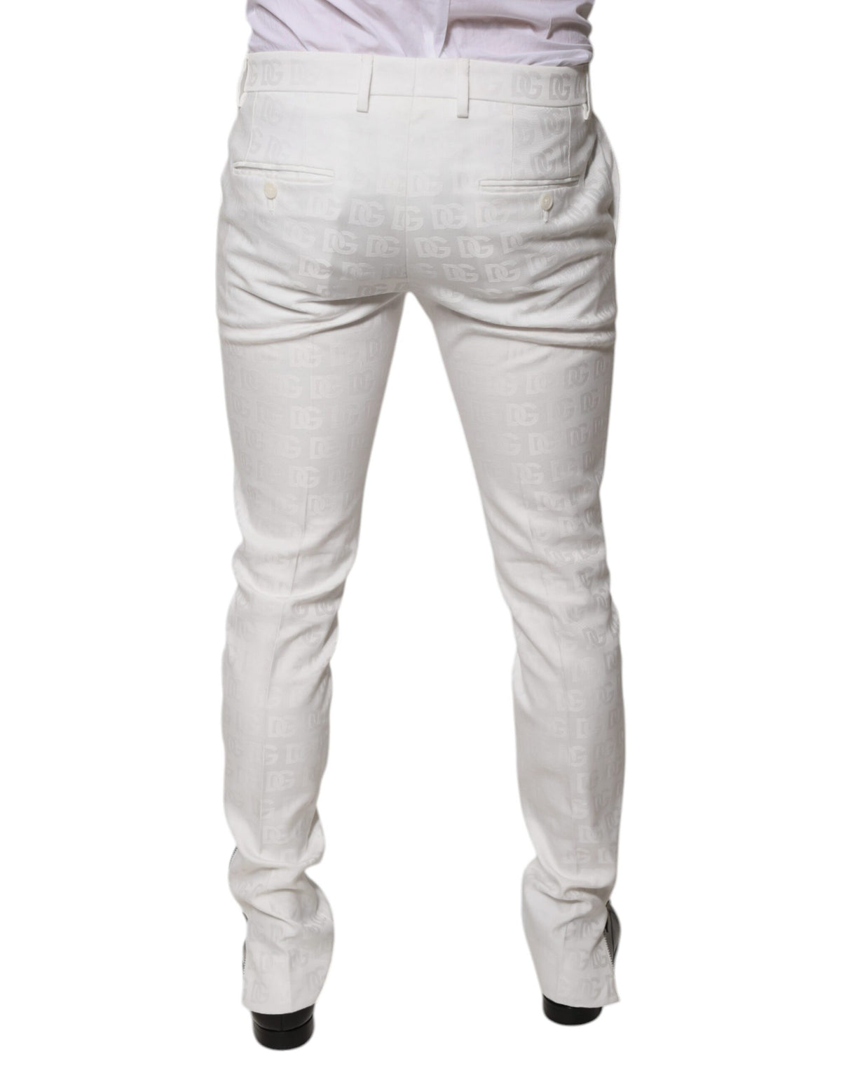 Pantalon tailleur droit blanc en coton de Dolce &amp; Gabbana