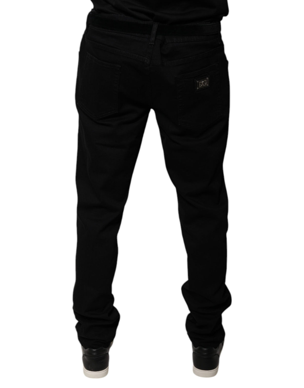 Jeans skinny en coton stretch noir à logo Dolce &amp; Gabbana