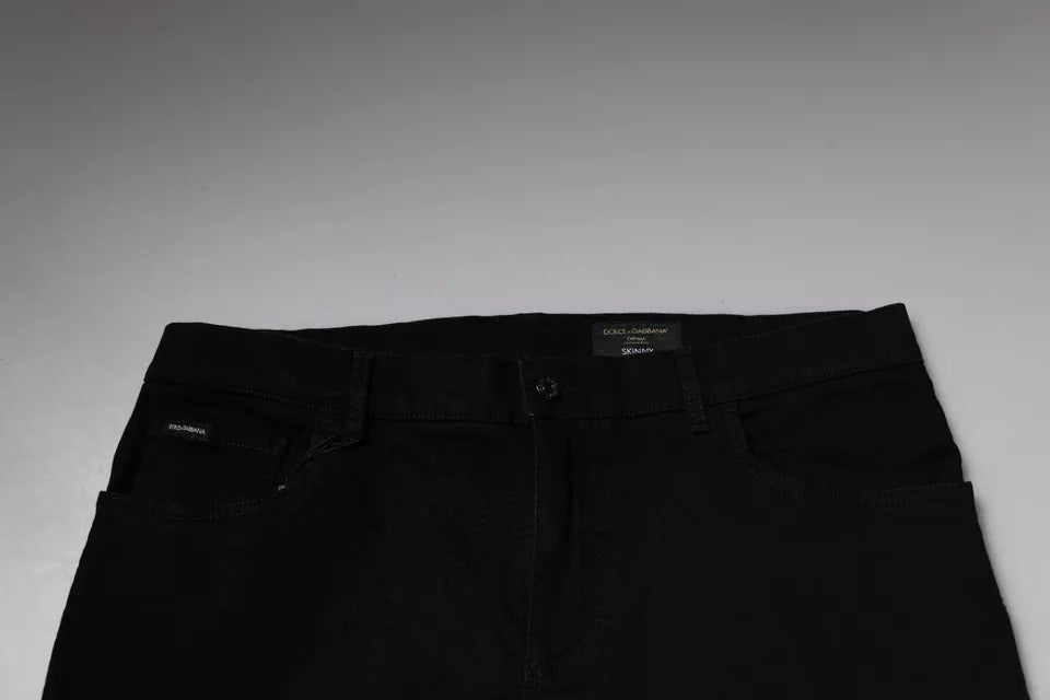 Jeans skinny en coton stretch noir à logo Dolce &amp; Gabbana