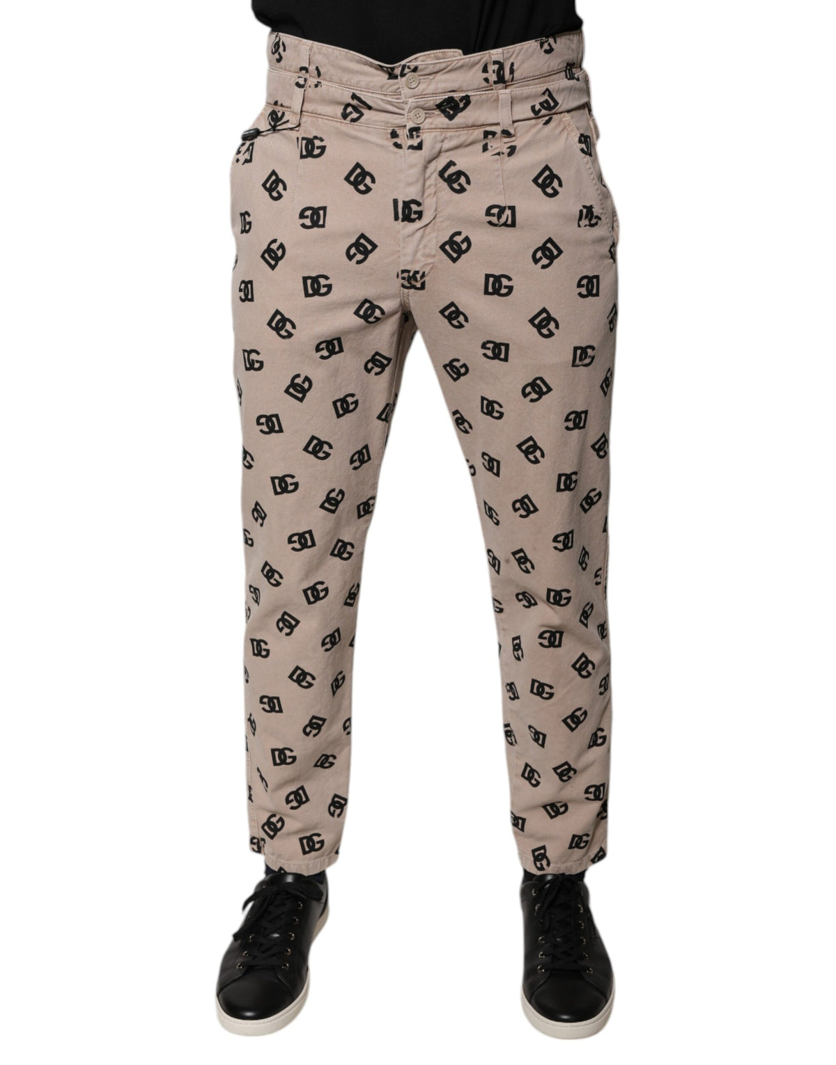 Jeans skinny en coton beige avec logo Dolce &amp; Gabbana