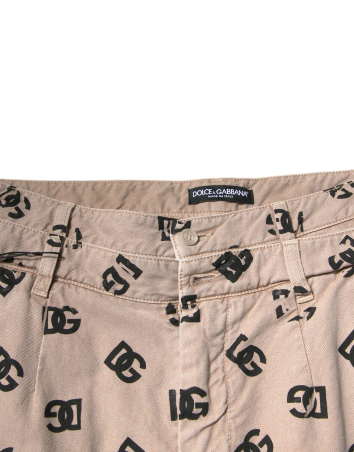 Jeans skinny en coton beige avec logo Dolce &amp; Gabbana