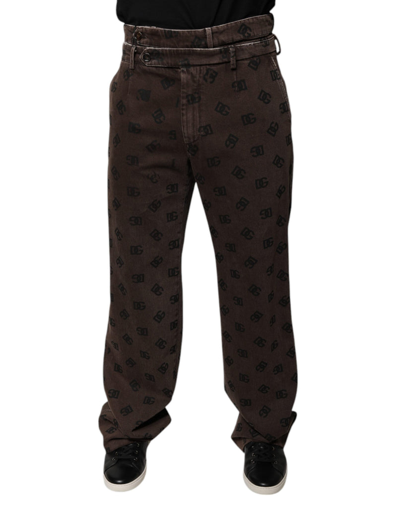 Dolce &amp; Gabbana Bruine Logo Rechte Denim Jeans van Katoen