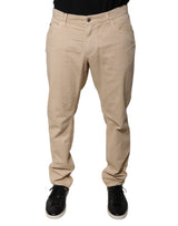 Dolce &amp; Gabbana - Jean skinny en coton beige, taille mi-hauteur