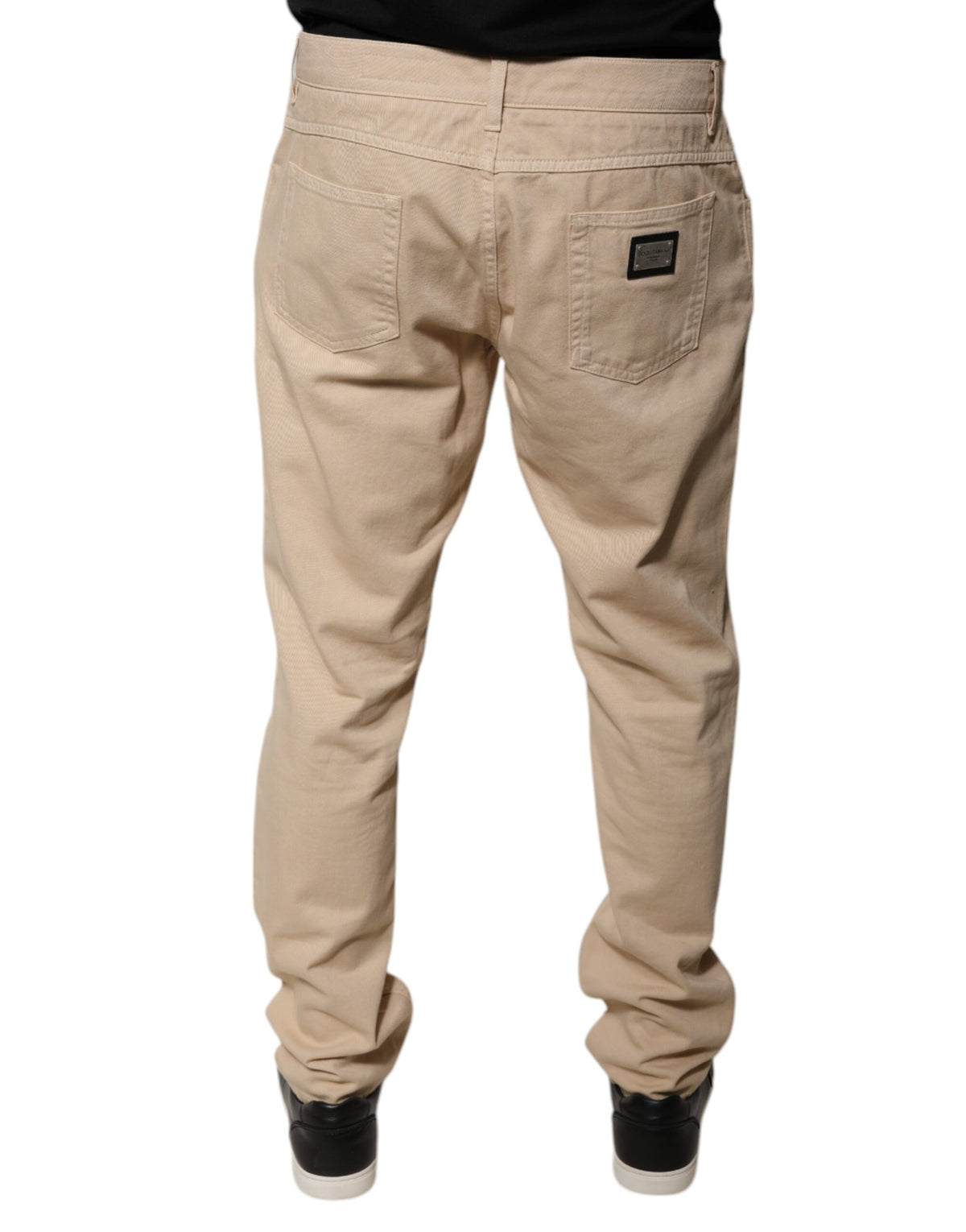 Dolce &amp; Gabbana - Jean skinny en coton beige, taille mi-hauteur
