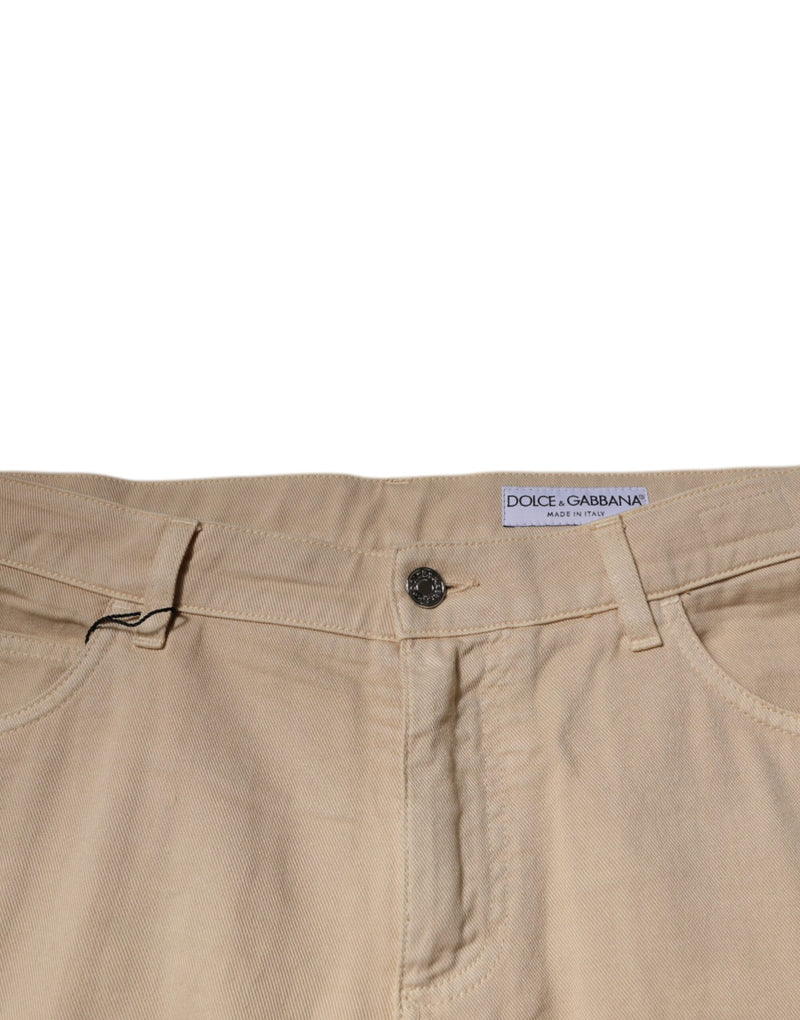 Dolce & Gabbana Beige Cotton Mid Waist Skinny Denim Jeans