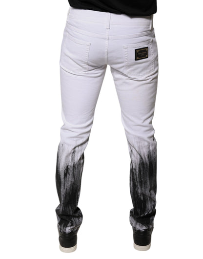 Dolce & Gabbana zwarte en witte katoenen skinny jeans met logo