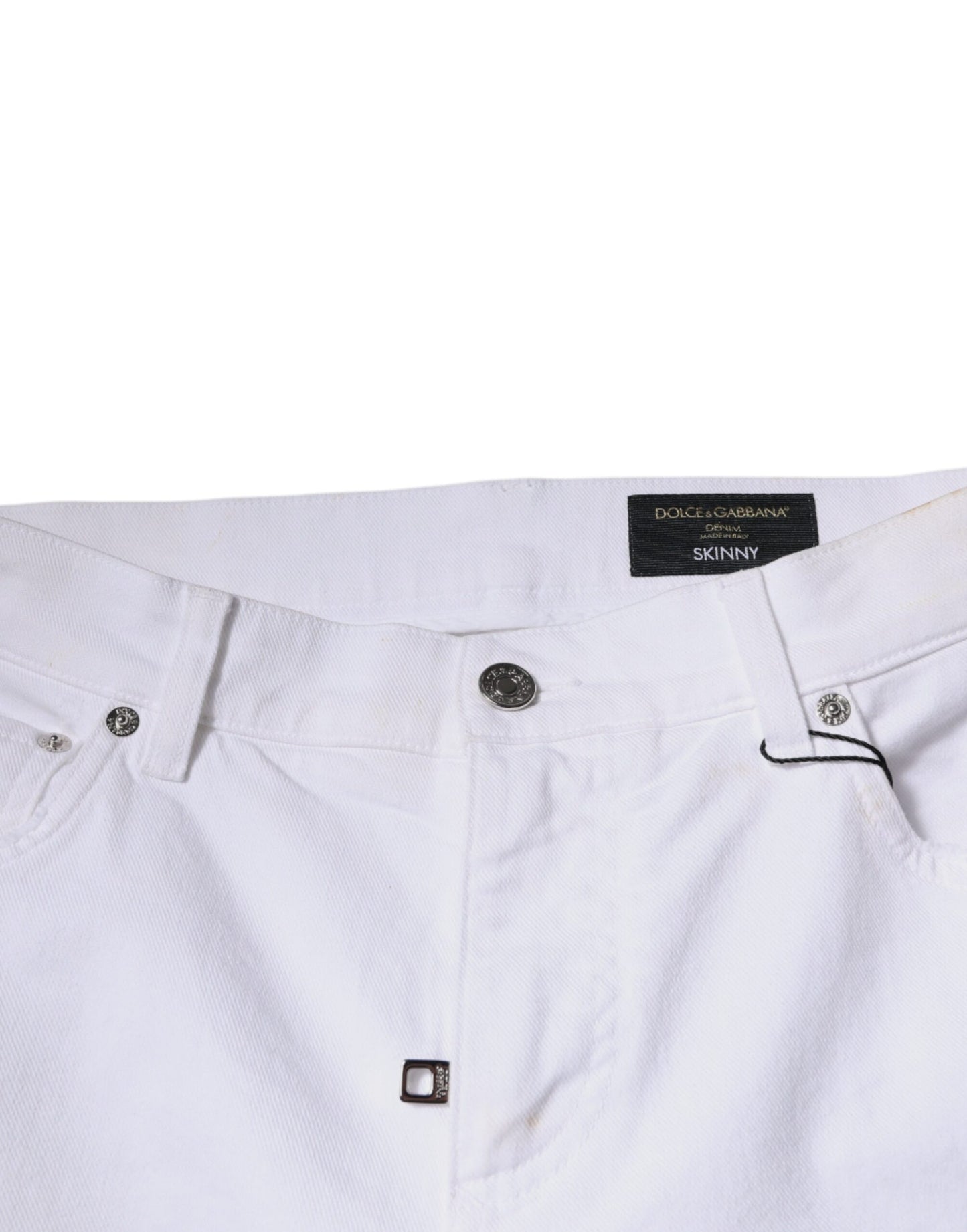 Dolce & Gabbana zwarte en witte katoenen skinny jeans met logo