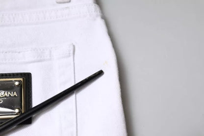 Dolce & Gabbana zwarte en witte katoenen skinny jeans met logo