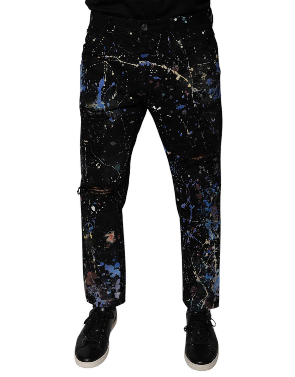 Jeans skinny en coton noir à éclaboussures de couleur de Dolce &amp; Gabbana