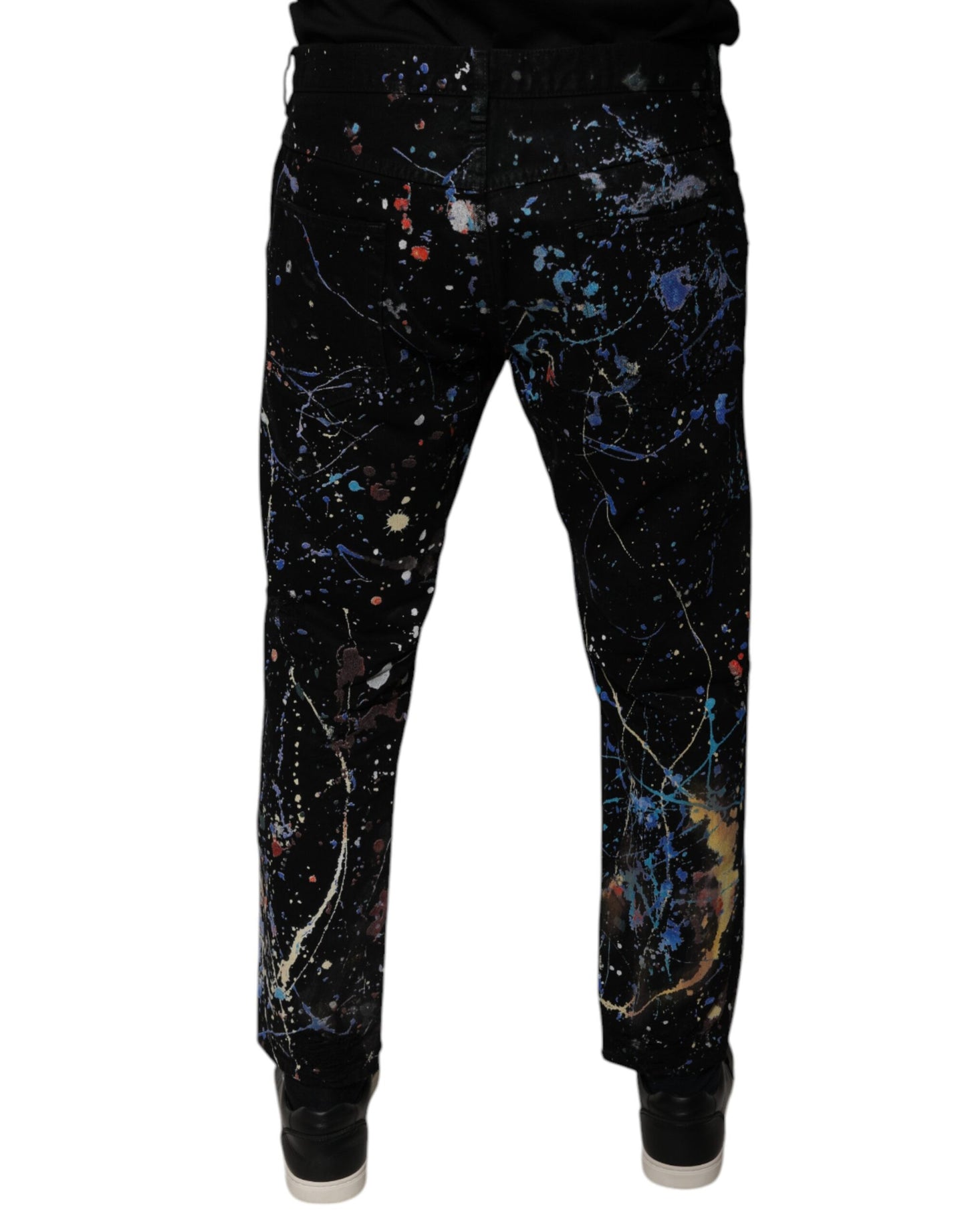 Jeans skinny en coton noir à éclaboussures de couleur de Dolce & Gabbana