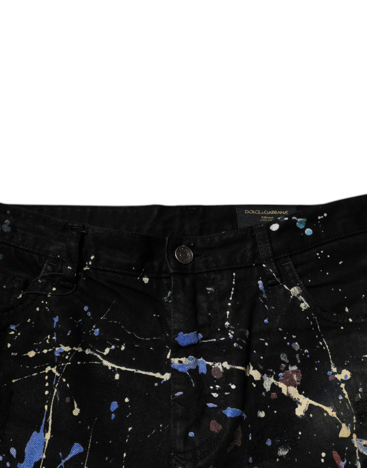 Jeans skinny en coton noir à éclaboussures de couleur de Dolce &amp; Gabbana