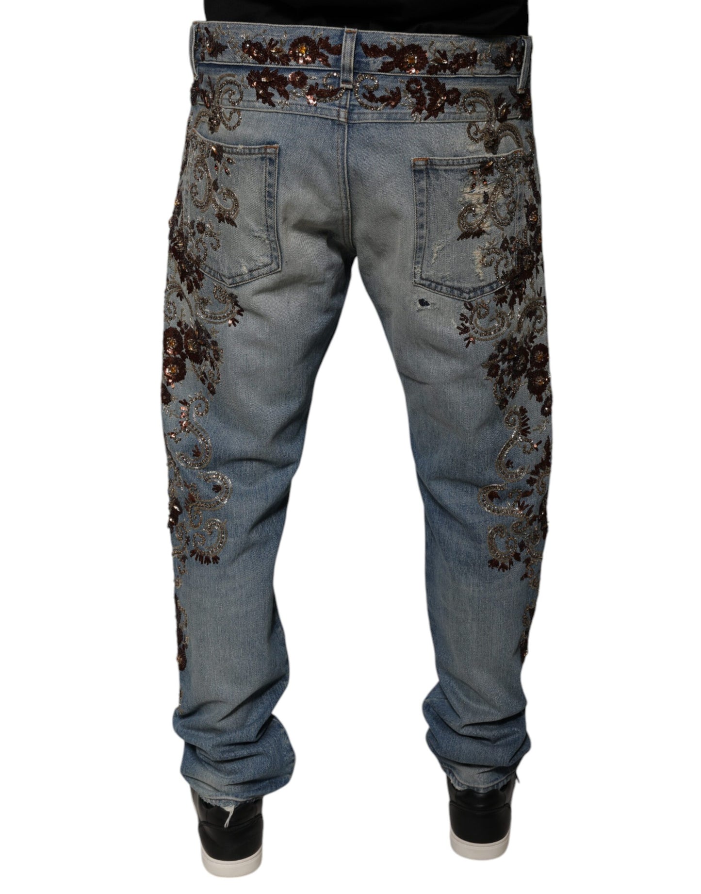 Dolce & Gabbana lichtblauwe, geborduurde skinny jeans