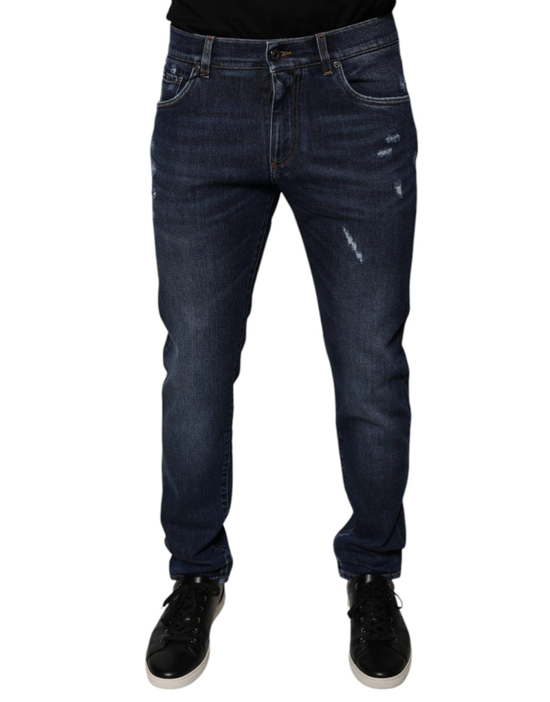 Dolce &amp; Gabbana donkerblauwe katoenen skinny jeans met logo