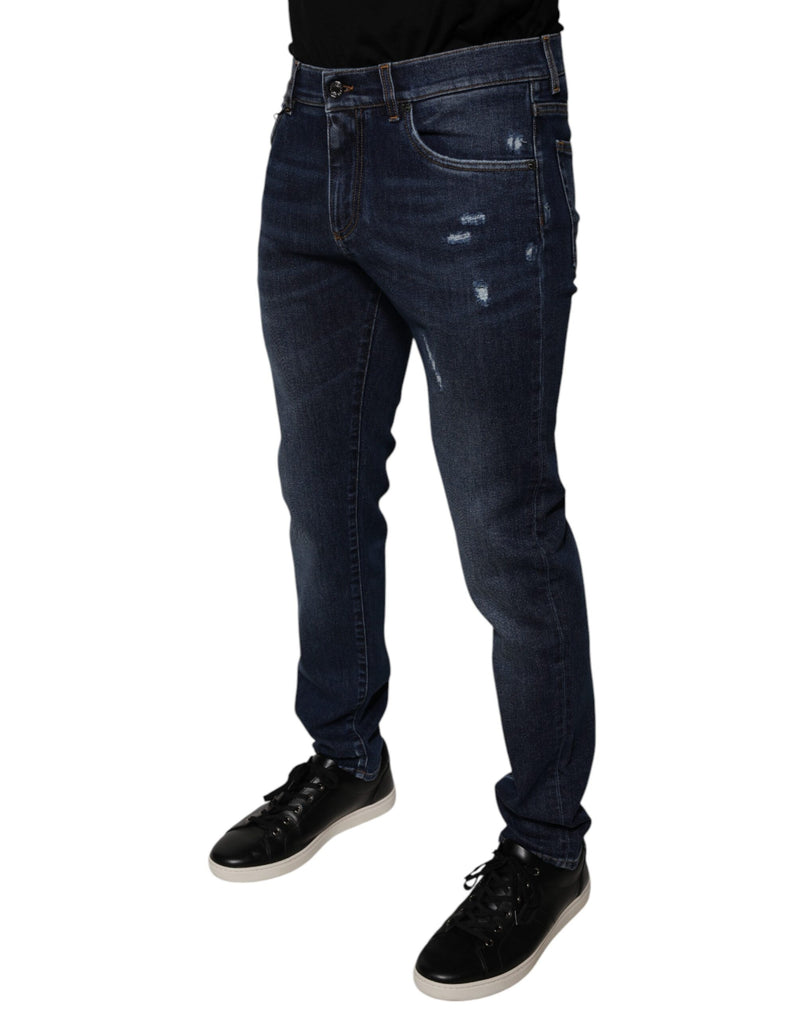 Dolce &amp; Gabbana donkerblauwe katoenen skinny jeans met logo