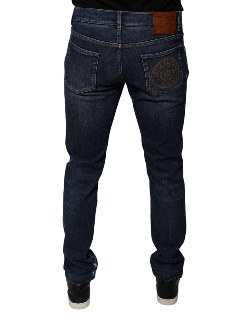 Dolce &amp; Gabbana donkerblauwe katoenen skinny jeans met logo