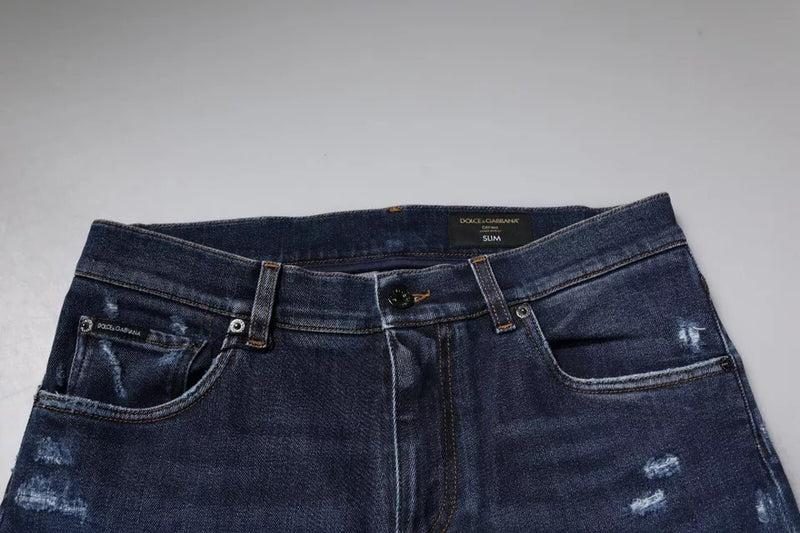 Dolce &amp; Gabbana donkerblauwe katoenen skinny jeans met logo