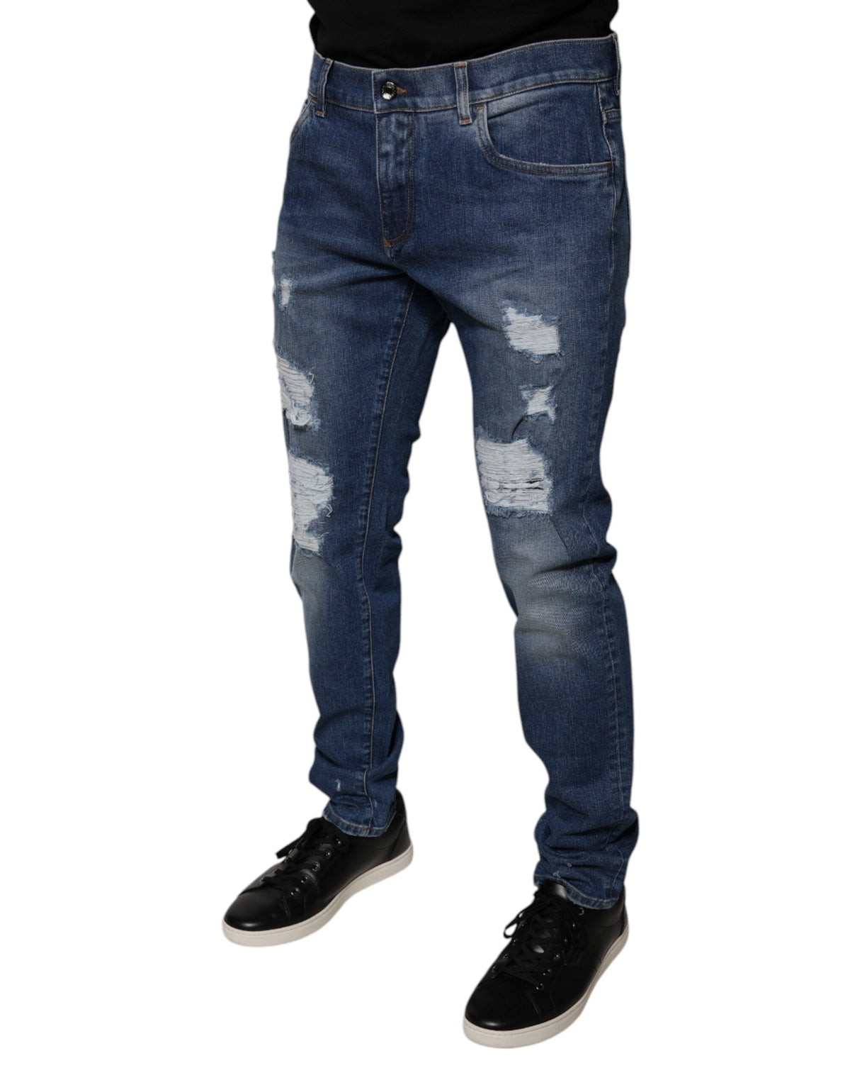 Jeans skinny en coton bleu délavé Dolce &amp; Gabbana