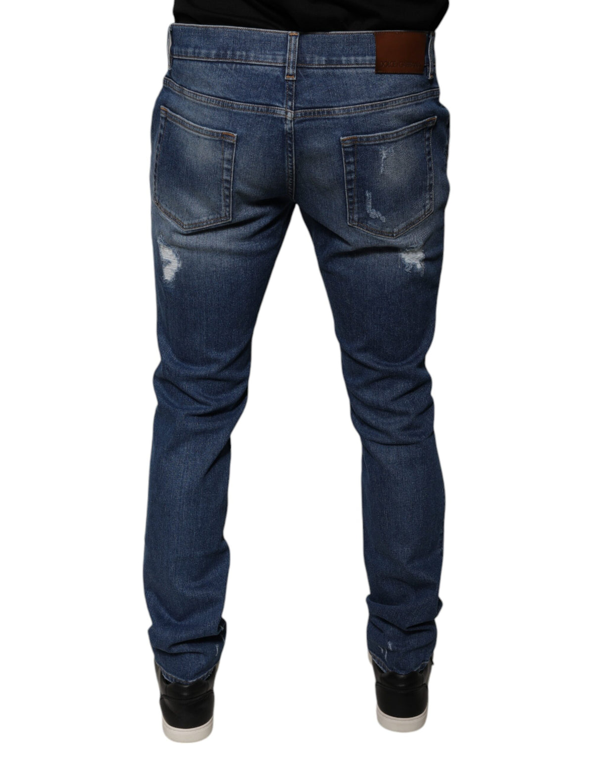 Jeans skinny en coton bleu délavé Dolce &amp; Gabbana