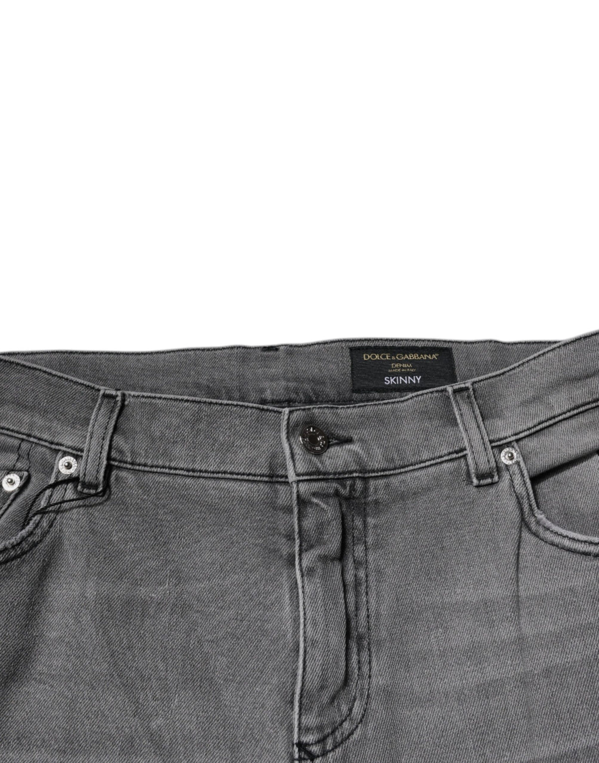 Jeans skinny en coton gris à imprimé graphique Dolce &amp; Gabbana