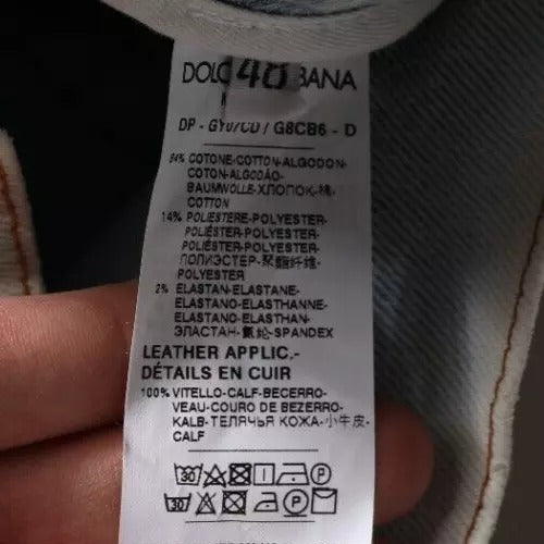 Jeans skinny en coton mélangé bleu clair, effet déchiré, Dolce &amp; Gabbana