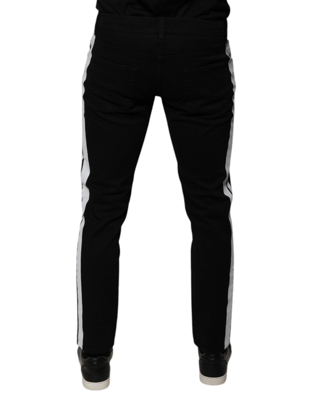 Jeans skinny en jean noir à doublure blanche avec couronne Dolce &amp; Gabbana