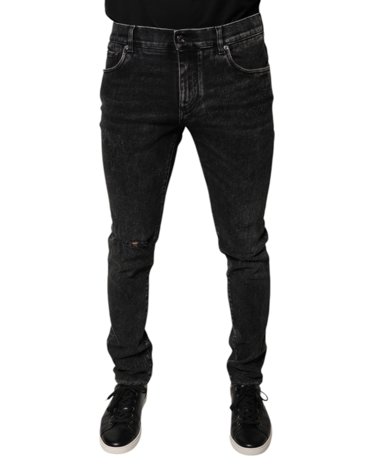 Jean slim en coton noir extensible pour homme de Dolce &amp; Gabbana