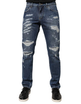 Jeans skinny en coton bleu délavé Dolce &amp; Gabbana