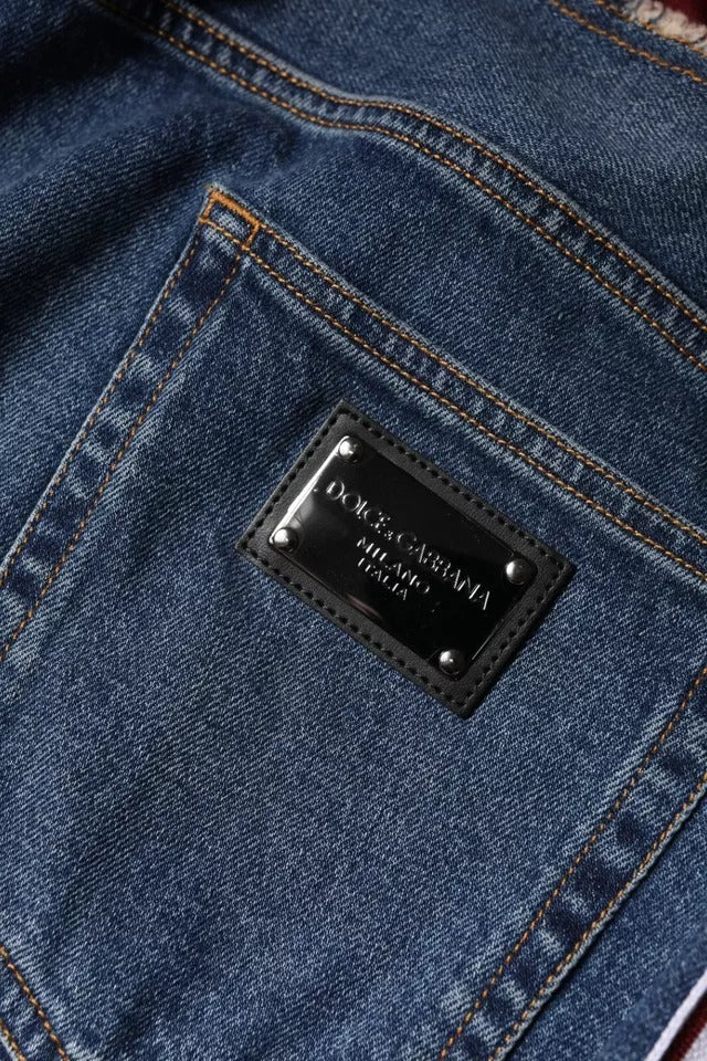 Jeans droit en coton stretch bleu Dolce &amp; Gabbana