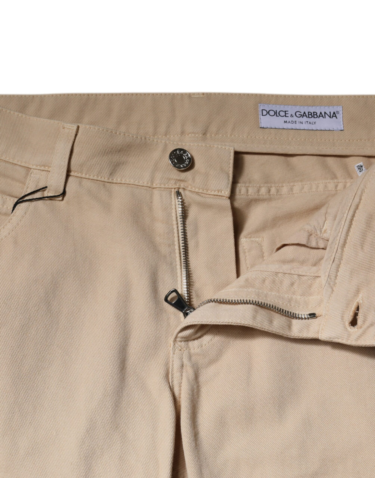 Jeans en coton stretch beige pour homme, coupe droite, Dolce &amp; Gabbana
